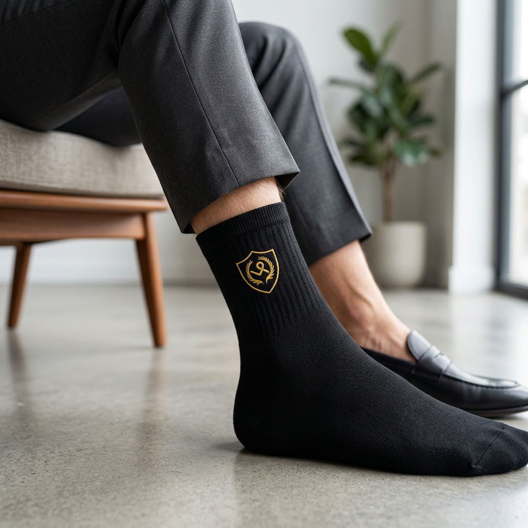 MZ12200000286LIAE-media-1 Black Cotton Crew Socks for Men Women 6 Pcs - Image 1