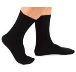 Black Cotton Crew Socks for Men Women 6 Pcs - Image 2