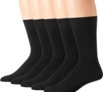 Black Cotton Crew Socks for Men Women 6 Pcs - Image 3