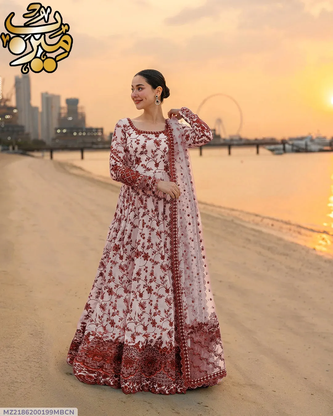 MZ2186200199MBCN-media-1 3 Pcs Women's Stitched Arabic Lawn Printed Maxi Suit - Image 1