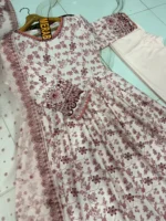 3 Pcs Women's Stitched Arabic Lawn Printed Maxi Suit - Image 3