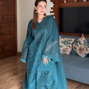 Teal Majestique - Lawn Cotton Embroidered Dress