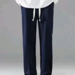 Men Navy Blue Drawstring Track Pants Casual Wear