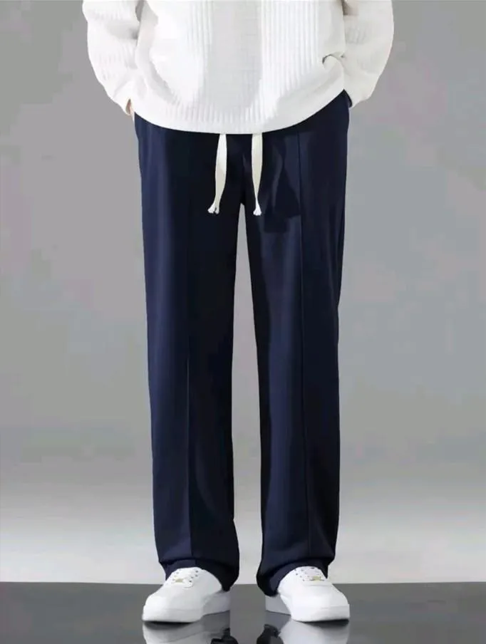 MZ34900000255SATR-media-1 Men Navy Blue Drawstring Track Pants Casual Wear - Image 1