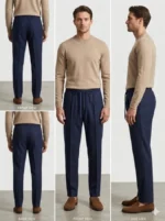 Men Navy Blue Drawstring Track Pants Casual Wear - Image 3