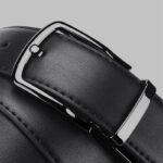 Men's Genuine Leather Belt Black Swivel Buckle - Image 2