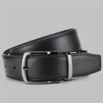 Men's Genuine Leather Belt Black Swivel Buckle - Image 3