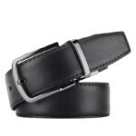 Men's Genuine Leather Belt Black Swivel Buckle - Image 5