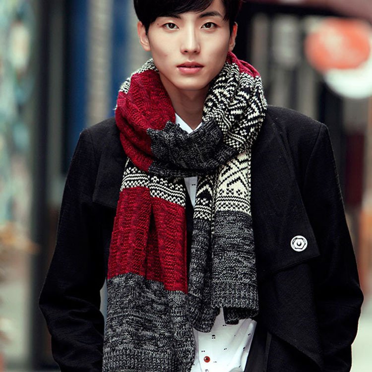 MZCHYHAM2762-media-1 Men's Korean Knitted Winter Scarf Wool Warm Thick - Image 1