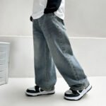 Wide Leg Denim Jeans for Kids Solid Blue