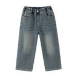 Wide Leg Denim Jeans for Kids Solid Blue - Image 5