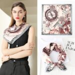 Women Silk Square Scarf Saddle Print Summer - Image 8