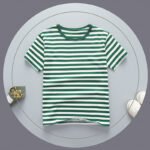 Children's Green Striped Cotton T-Shirt Summer