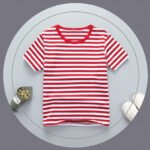 Children's Green Striped Cotton T-Shirt Summer - Image 2