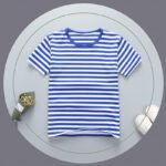 Children's Green Striped Cotton T-Shirt Summer - Image 3