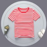 Children's Green Striped Cotton T-Shirt Summer - Image 4