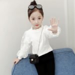 Girls White Bubble Sleeve Shirt Autumn 2025 - Image 3