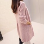 Women Light Blue Mohair Mid-Length Cardigan - Image 2