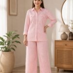Pastel Pink Mini-Dot Printed Loungewear Set
