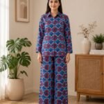 Royal Blue & Red Abstract Geometric Co-Ord Set
