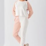 Blush & White Casual Two-Piece Suit