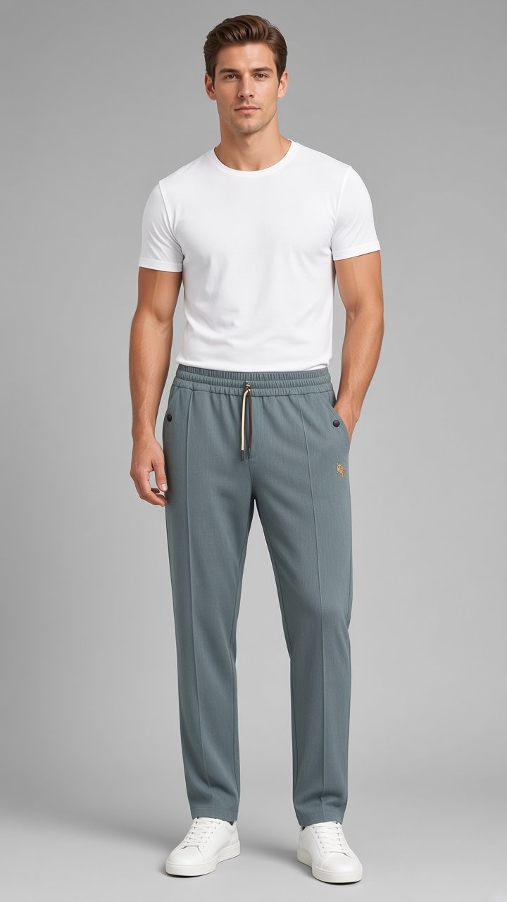 RHxEv Grey Smart-Casual Knit Trousers - Image 1