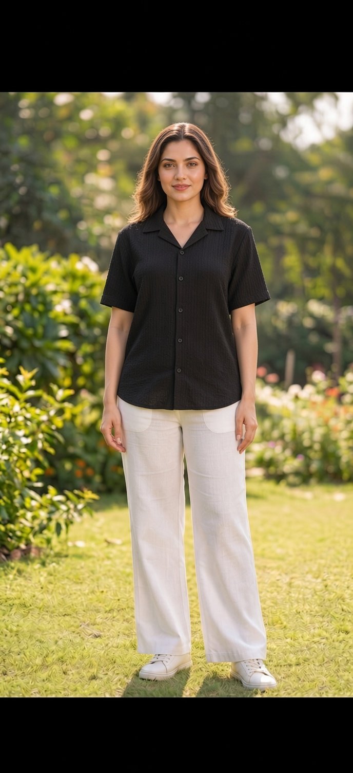 VzSjZ Black Textured Camp Shirt - Image 1