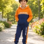 Kids Orange & Navy Fleece-Lined Tracksuit