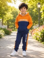 Kids Orange & Navy Fleece-Lined Tracksuit
