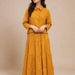 Mustard Yellow Tiered Shirt Dress