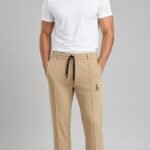 Khaki Drawstring Pleated Track Trouser
